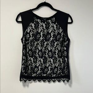 Pink Tartan Black Lace Sleeveless Top